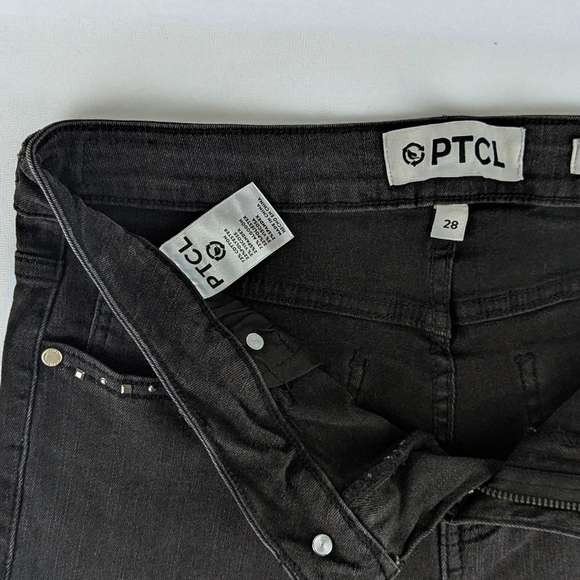 PTCL Studded Flare Leg Jeans Midrise Stretch Denim 33" Inseam Black Wash 28 NWT - Picture 9 of 15